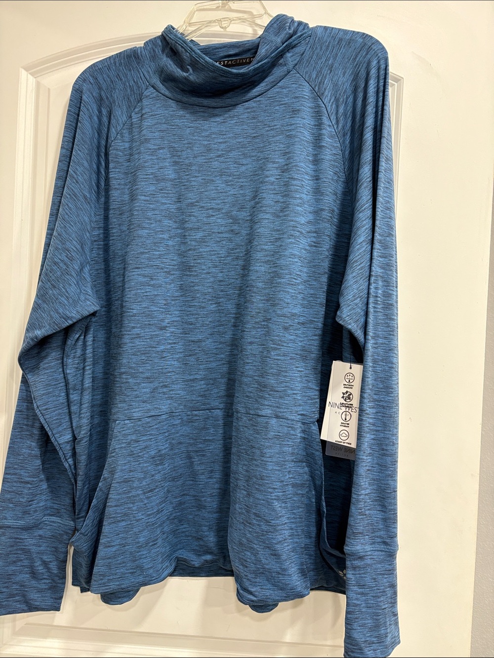 Nine West Blue Heathered Turtleneck Top